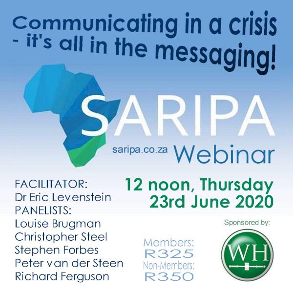 20200723 SARIPA webinar communicating in a crisis